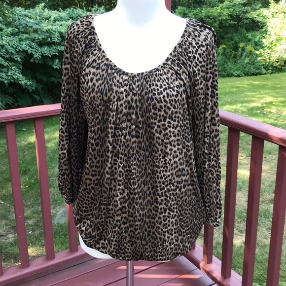 NWT! MICHAEL Michael Kors Size L cheetah print top - Picture 1 of 8